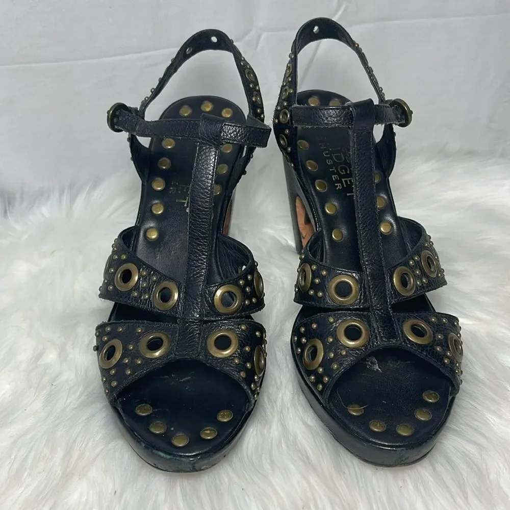 Bridget‎ Shuster Vintage Rivet Stud Platform Sandals Sz 7.5